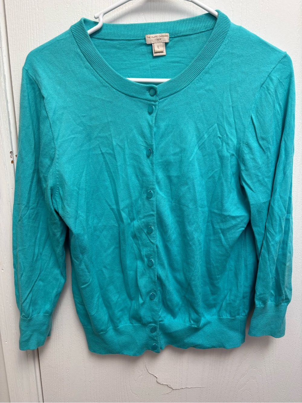 J. Crew Teal Crewneck Cardigan - the Claire cardigan